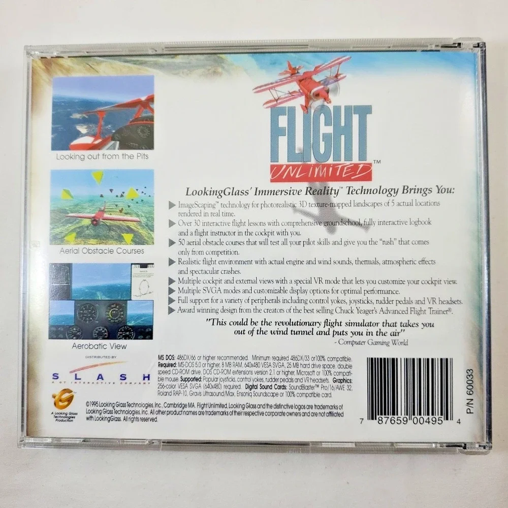 90s Flight Unlimited PC Video Game Simulator CD-Rom Windows 95 Vintage Computer